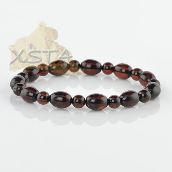 Round olive amber beads bracelet